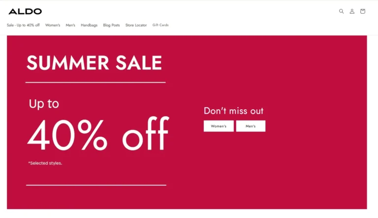 ALDO Shoes UK website