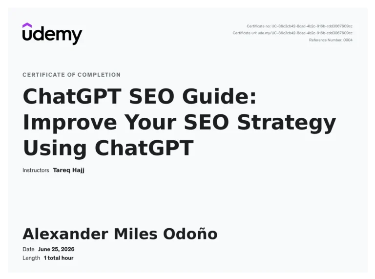 Certificate: ChatGPT SEO Guide