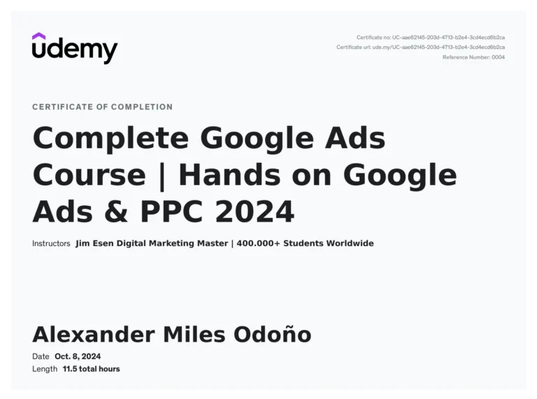Certificate: Complete Google Ads Course (PPC 2025)