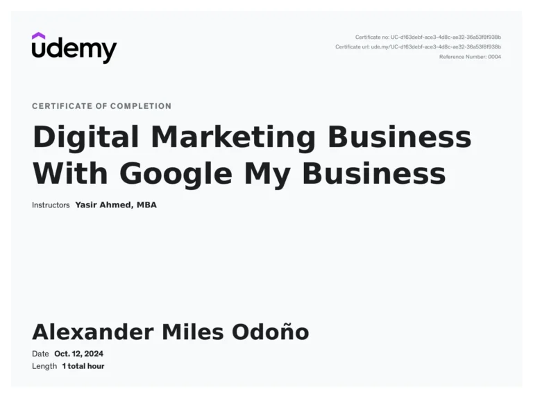 Certificate: Digital Marketing With Google My Business