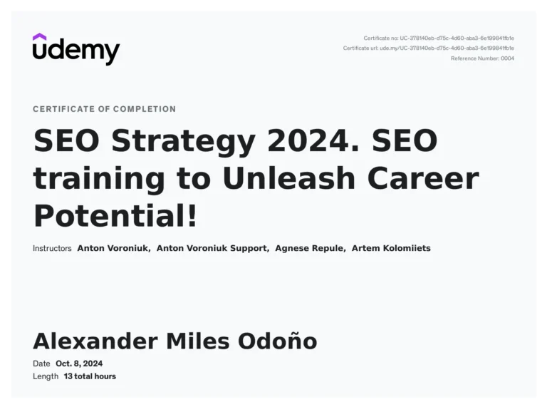 Certificate: SEO Strategy 2026