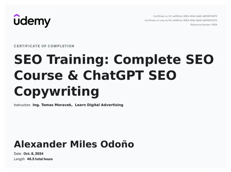 Certificate: SEO Training: ChatGPT SEO Copywriting